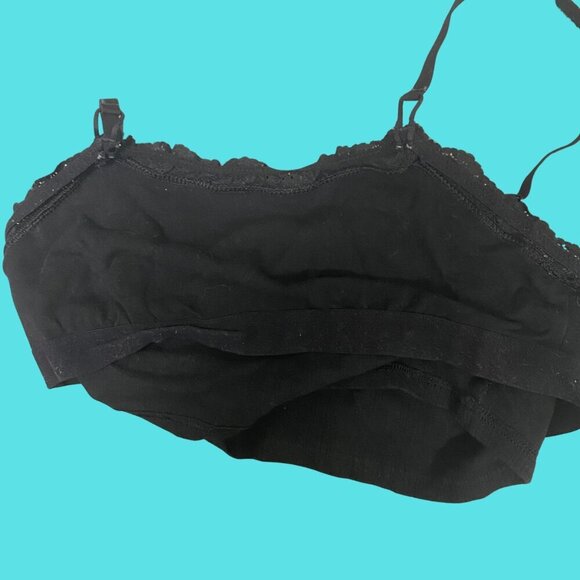 Aerie Black Lace-Trim Cropped Cami – Built-In Bra Support (Size S) - Picture 6 of 6